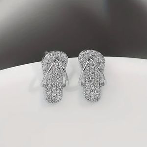 💎New Silver Plated Shiny CZ Flip Flop Sandals